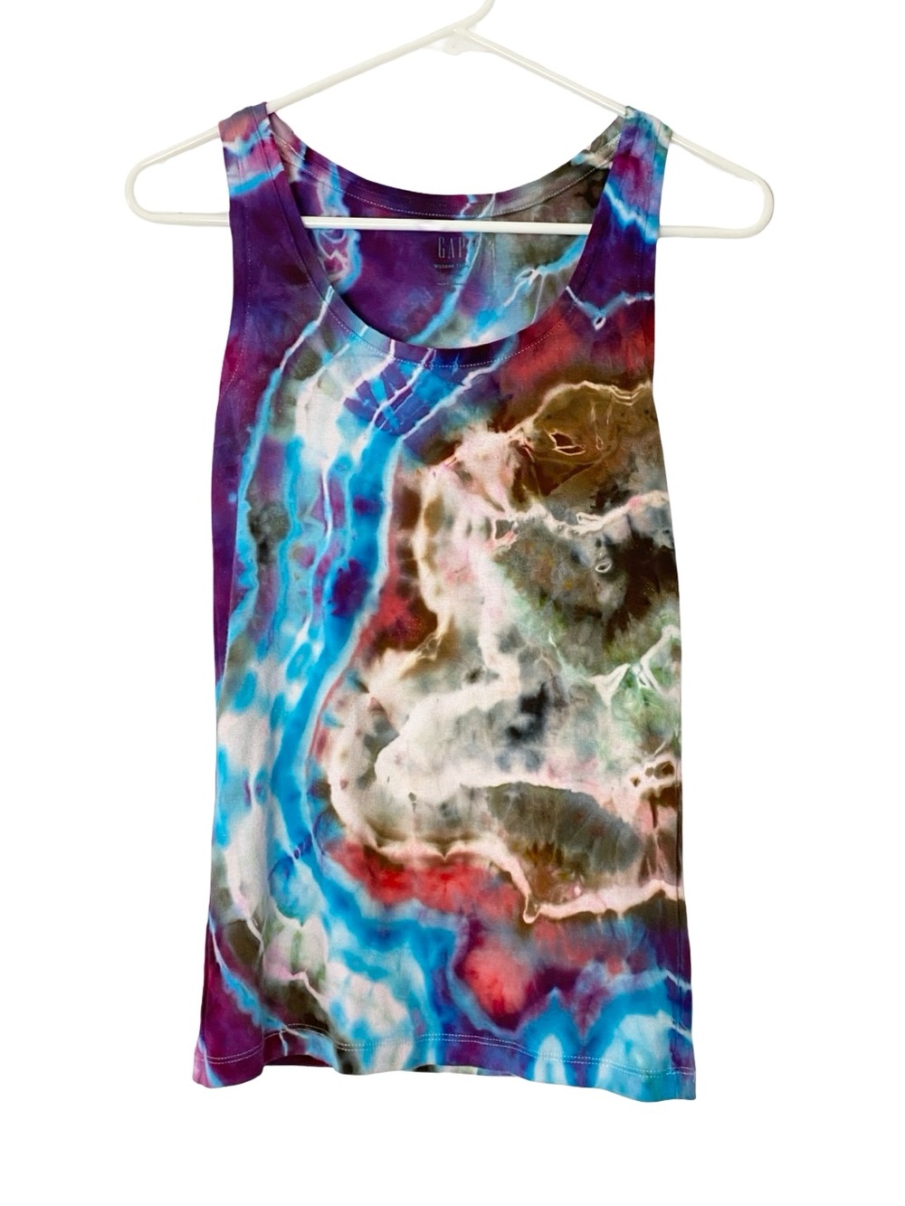 Custom Geode Ice Tie Dye Tank Top Womens Size Small Upcycled Handmade OOAK Multi